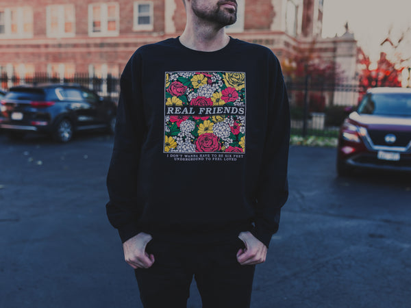 Floral Black Crewneck Sweater